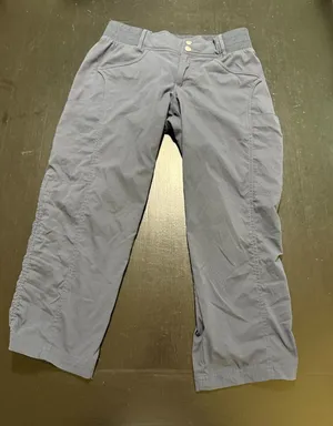 Title Nine Clamber Pants Womens 8 Blue ruched Hiking Cargo Crop Trousers thumbnail 1