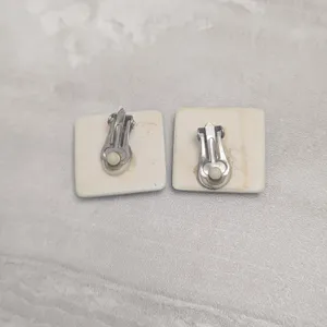 Vintage Clip On Earrings Light Pastel Green Large Retro Square Shape thumbnail 6