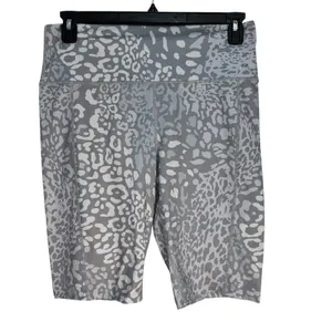 Athletic Works Leopard‎ Print Shorts Women Grey White Stretch Workout Gym Size L thumbnail 4