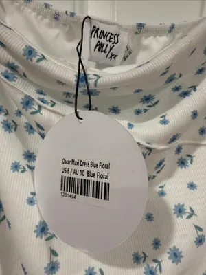 Princess Polly Oscar White Strapless Dress with Blue‎ Floral Print medium nwt thumbnail 5
