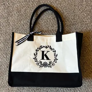 Black and White K Tote Bag thumbnail 3