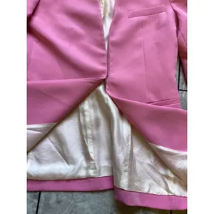 Zara Pink Open Front Tailored Blazer Jacket Womens Medium Collarless Hook Eye thumbnail 7