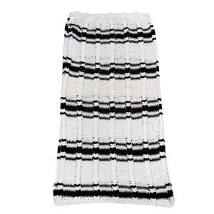 Free People Beach Crochet Set Women Medium Ivory Black Good Striped 2-Piece thumbnail 9