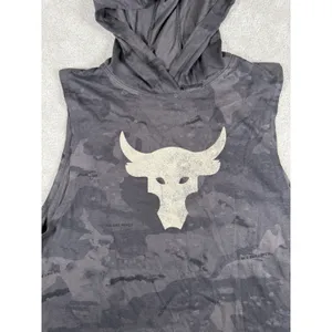 Under Armour Sleeveless Hoodie Women's L Gray Project Rock Camouflage Logo‎ thumbnail 2