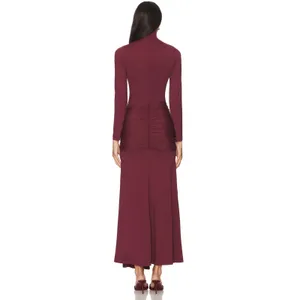 Bardot Alix Maxi Long Sleeve Turtleneck Draped Sash Ruched tie front dress US 6 thumbnail 3