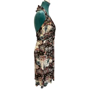 Trixxi Paisley Beaded Halter Neck Dress Y2K Euro Boho Western Women's Large thumbnail 3