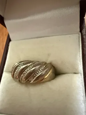 Vintage 14 KT GE Gold-Tone/Silver-Tone Ribbed Dome Ring Size 4 3/4 thumbnail 3