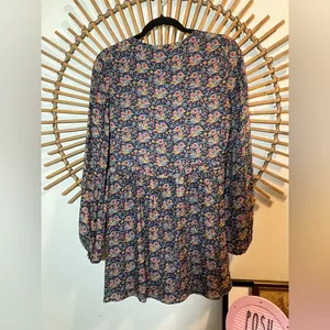 Sézane Penelope Silk Floral Mini Dress in Ochre V-Neck LS Cottagecore French XS thumbnail 10