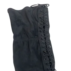 Charles by Charles David Black Faux Suede Lace Up Over The Knee Boots Size 7 thumbnail 3