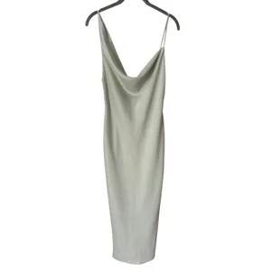 BHLDN‎ August Satin Charmeuse Midi Dress Mint Green Size 4 Cowl Neck Sleeveless thumbnail 4