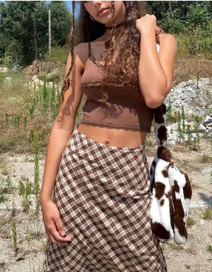 Y2K Faux Fur Crossbody Bag Cow Print Western Cowgirl indie streetwear Brown thumbnail 2
