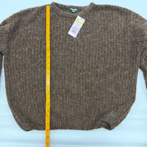 Wild Fable Womens Brown Crewneck Fuzzy Ribbed Knit Sweater Size S thumbnail 5