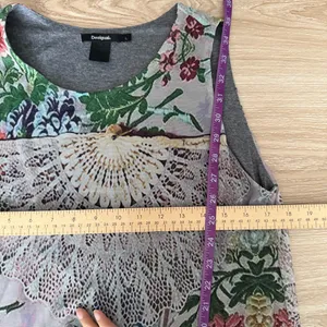Desigual Large Lucille Tank Dress Asymmetrical Grey Colorful Flowy Spring thumbnail 9