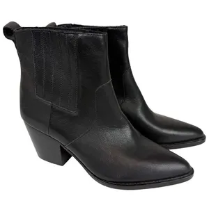 J. Crew Black Leather Point‎ Toe Heeled Chelsea Western Ankle Boots Size 8 thumbnail 1