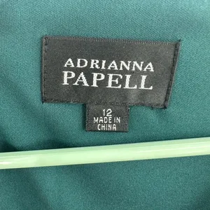 Adrianna Papell Sz 12 Dress Teal Ruched Ruffle Layers Short Sleeve Sheath Formal thumbnail 5