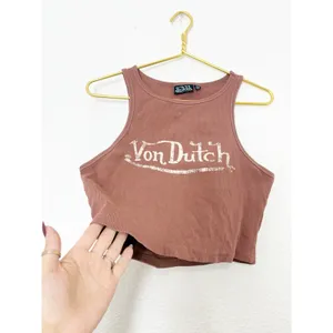 Von Dutch Vintage Tank Top Size Large Brown Maeve Ribbed Y2K thumbnail 10