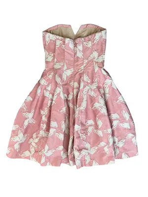 Halston Heritage Women’s Vie En Rose Strapless Pink White Floral Jacquard Dress thumbnail 6