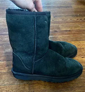 UGG Australia Boots Classic Short Black Suede Shearling Winter Cozy 2000s thumbnail 1