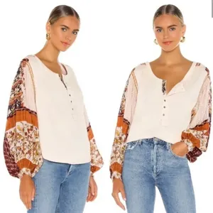 Free People Vintage Combo Light Magic Henley Blouse thumbnail 6