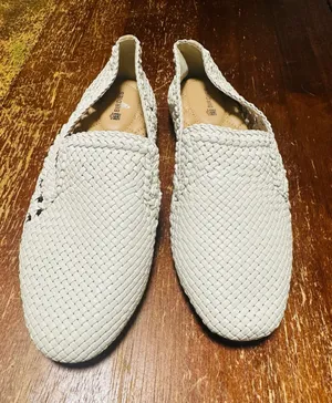 BIRDIES The Starling White Woven Leather Slip On Loafers Flats size 6 thumbnail 1