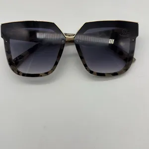 ISLANDR Sunglasses. Stylish Tan and black print with gold trim on the top. thumbnail 7
