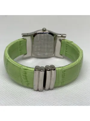 Vernier women’s cuff bracelet watch silver green tone 28mm quartz size 6” runnin thumbnail 4
