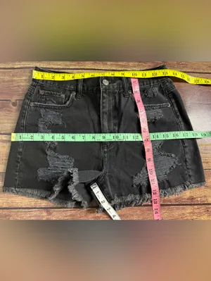 American Eagle Outfitters Black Distressed High-Rise Jean Shorts Size 2 thumbnail 3