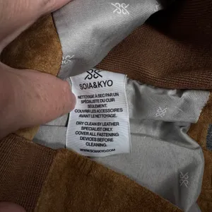 Soia & Kyo Brown Suede‎ Zip Jacket Ribbed Knit Slim Fit XS Chic Moto Minimalist thumbnail 11