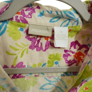 Fieldgear Womens Linen Blend Floral Button Up Shirt Short Sleeve Tropical Small‎ thumbnail 4