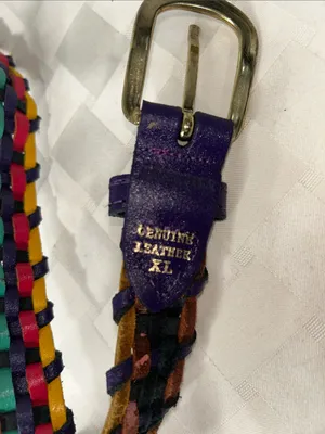 Source Unknown XL Multicolor Braided Leather Belt with Purple Trim thumbnail 4