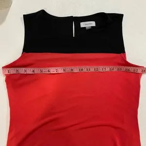 Calvin Klein Sleeveless Red Black Colorblock Top Gold Zipper Size S thumbnail 4