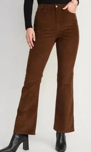 Old Navy Higher High Rise Flare Brown Corduroy Pants Size 4 NWT thumbnail 1