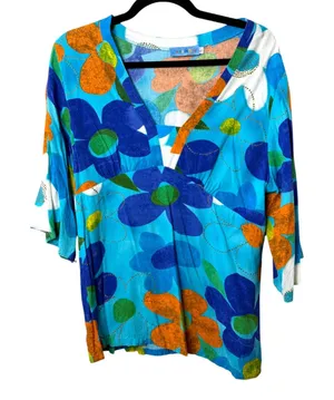 Jams World W641-Sulo Summer Love 3/4 Sleeve Flowy Blouse Size Large thumbnail 1