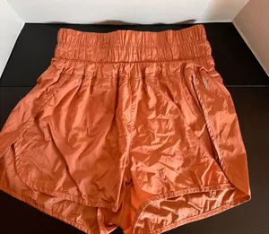 Free People Rust Orange High-Waist Athletic Shorts LG thumbnail 1