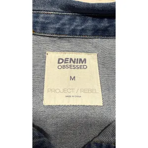 Denim Obsessed Project Rebel Blue Oversized Denim Shirt Shacket Womens Medium thumbnail 4