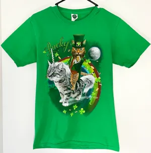 St. Patrick’s Day Leprechaun Cat T-shirt thumbnail 2