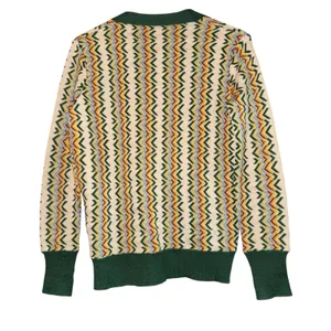 Vintage Jacques Gilles Wool Rainbow Chevron Cardigan Medium Retro 70s Italy Flaw thumbnail 6