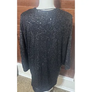 NWT The Limited Women's L Black Jacket All over Sequin Open Cardigan Formal Glam thumbnail 3