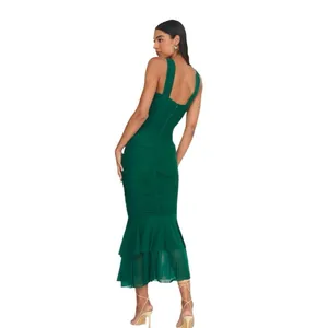 Selfie Leslie Nadia Ruched Fishtail Maxi Dress Green NWT thumbnail 2