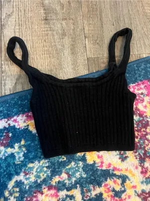 Wilfred Black Ribbed Knit Crop Tank Top - Women's thumbnail 9