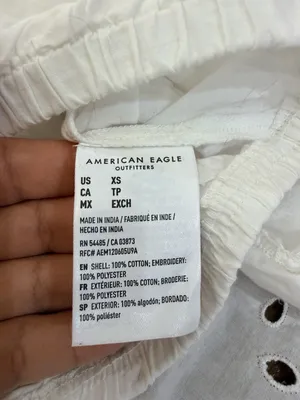 American Eagle Eyelet Blouse XS White 100% Cotton Embroidered Long Sleeve NWT thumbnail 7