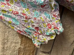 Anthropologie Jennifer Grace Floral Smocked Neck Top in Mint, Lilac, Pink Medium thumbnail 7