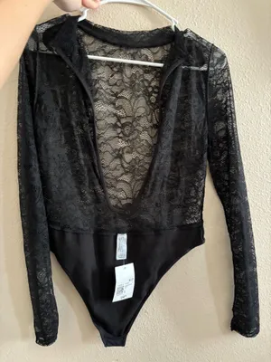 Black Lace Bodysuit Forever 21 thumbnail 1