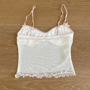 I.AM.GIA Sheer Mesh Cami Bows Size XXS in White Baby Pink thumbnail 3