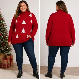Retrology Red Christmas Tree Turtleneck Sweater Women’s 2X Holiday Knit thumbnail 2