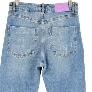 Zara‎ Straight Leg Jeans Womens 4 Light Blue High Rise Distressed Denim Turkey thumbnail 3
