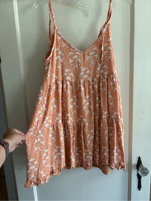 Floral Tiered Slip Dress - Peach Floral thumbnail 4