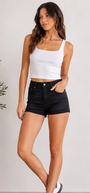 AEO Faded Black Super Super‎ Stretch Hi Rise Shortie Denim Jeans thumbnail 1