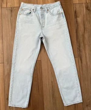 Levis 501 light wash denim straight jeans thumbnail 1