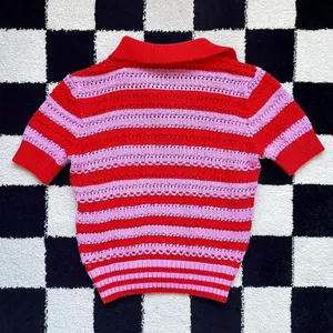 Scoop Red and Purple Striped Lightweight Sweater Top thumbnail 2